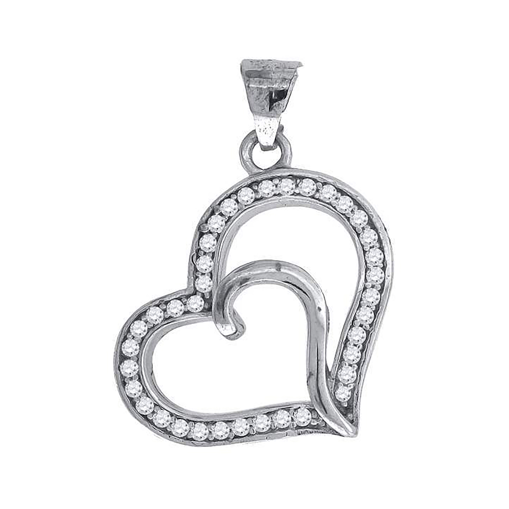 925 Sterling Silver Womens Cz Heart Charm Pendant